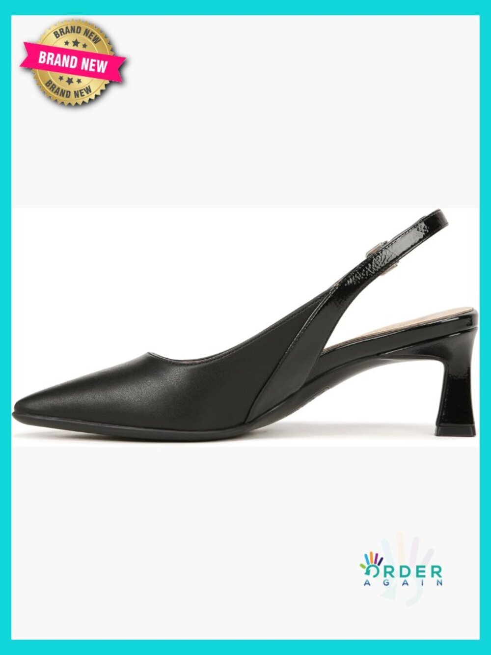 Slingback Pumps with Flare Heel Pointed Toe Adjustable Buckle Dress Shoes
